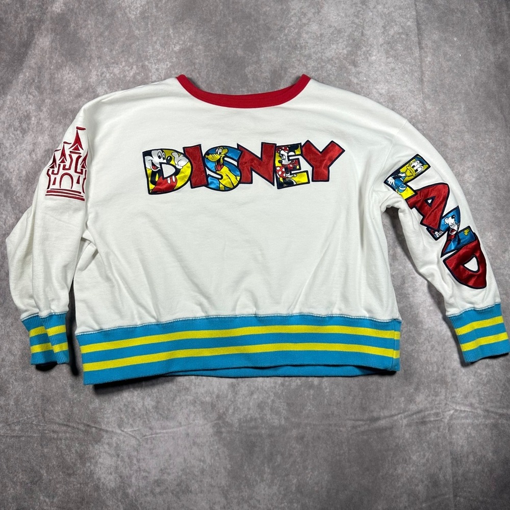 Disney Parks Disneyland Mickey & Friends White Sweatshirt Womens XL Graphic Top